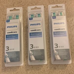Philips Sonicare C2 Brush Heads 3 Pks of 3=9 White & Blue plaque Control Brushes